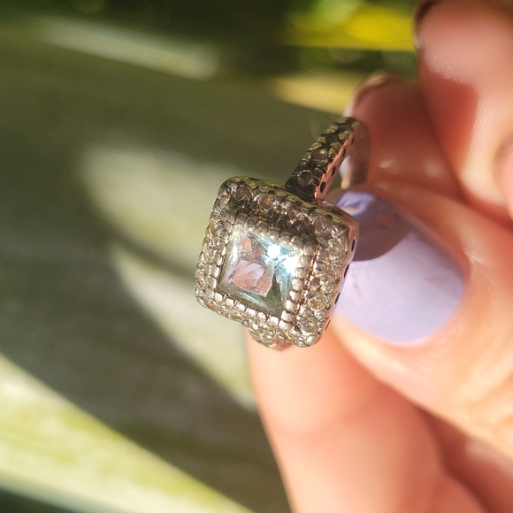 Vintage sterling and square cut blue Topaz ring size7 - Picture 6 of 6
